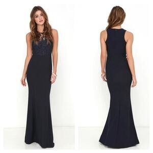 Oak and Elm Navy Blue Lace Maxi Dress XS